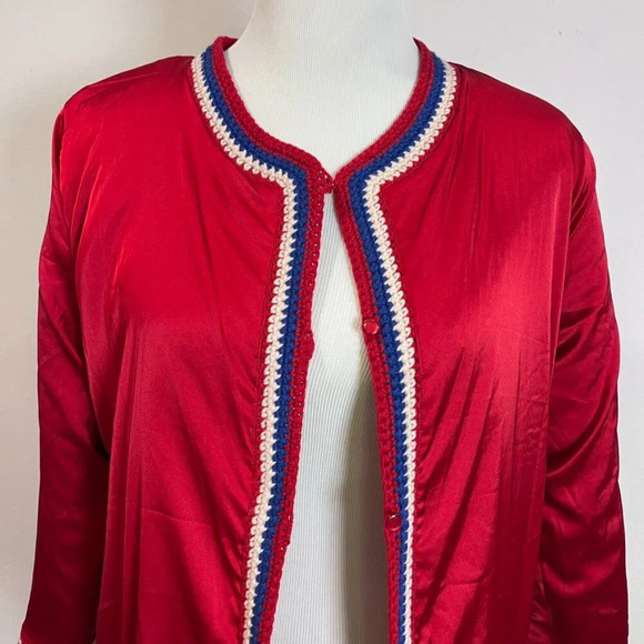 Frances Valentine Lambswool Red Vintage Angie Boarder Lined Cardigan-Coat L - Picture 4 of 7